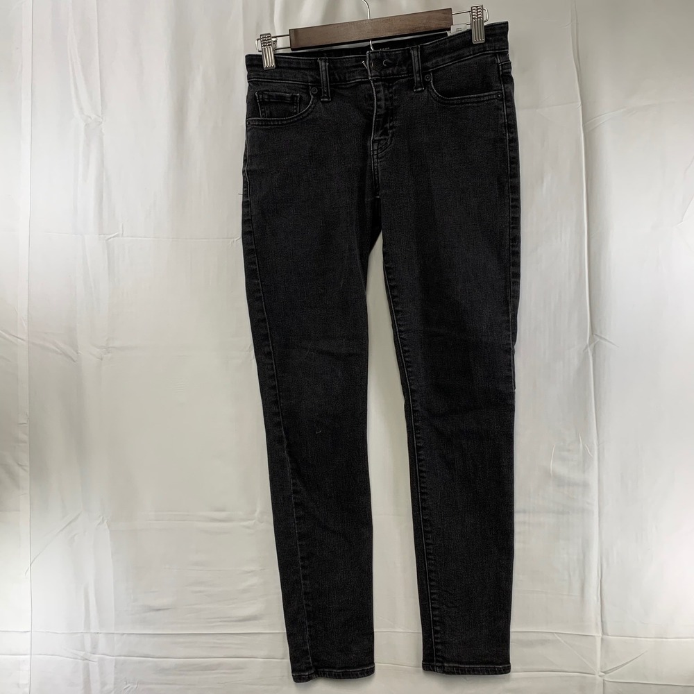 Lucky Brand Stella Skinny Jeans Womens 4/27 Black Washed Mid Rise Denim‎